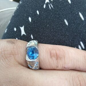 Elegant Silver Ring with Blue Gem